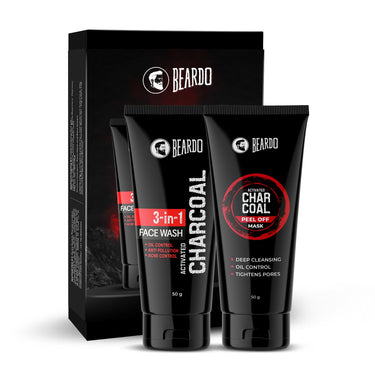 Beardo Charcoal Facewash, 50ml & Peel Off Mask, 50g| For Deep Pore Cleaning and Removes Dirt | Face Mask for Glowing Skin | Gift Hamper for Men | Valentines day gift for husband | Gift for boyfriend | Gift for Men